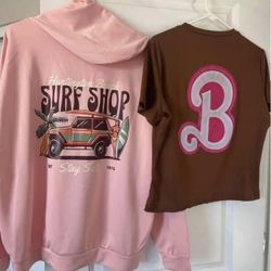 Pink Hoodie Sweatshirt And Shirt 