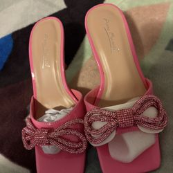 Pink Bow Heels Size 6 New