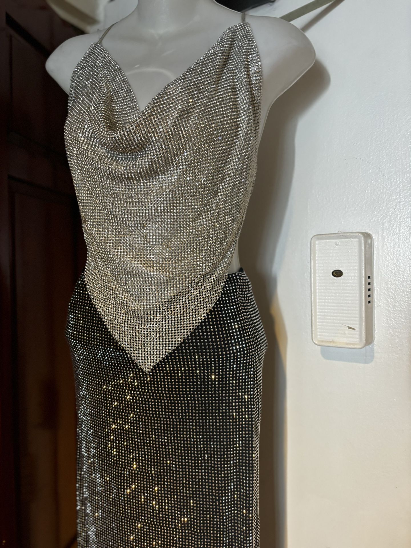 Sequin dress suit rhinestone skirt y2k new diamond bottoms high split maxi stud