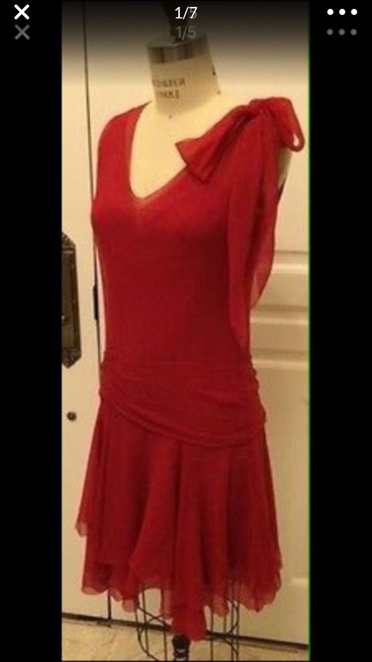 New with tag Rugby Ralph Lauren red 100% silk dress size 2,4,6 org. Price $298.
