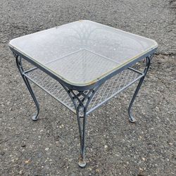 Vintage Wrought Iron Cocktail Coffee Table With Glass Top By Solebury