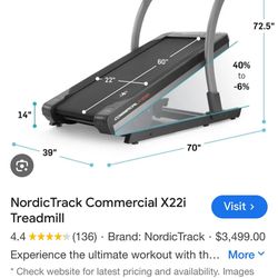 NordicTrack Commercial X22i Treadmill-NTL29221,  Like New, Perfect Condition