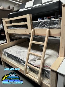 Twin full whitewash bunk bed with mattress included new cama colchones
