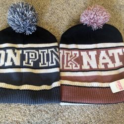 Pink By Victoria’s Secret Pom Beanies Set Of 2