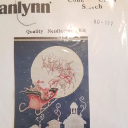 janlynn Christmas Santa Sleigh Counted Cross Stitch kit. #80-177