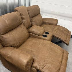 🔥MOCHA MANUAL RECLINING LOVESEAT w/ CONSOLE & CUP HOLDERS 🔥