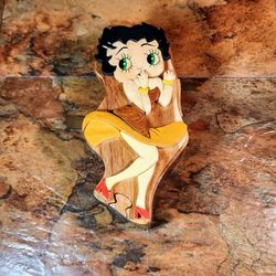 Intarsia Handcrafted Wooden Puzzle Betty Boop Jewelry / Trinket Puzzle Box • Beautifully Handcrafted 3- Dimensional Wood Box Handcrafted 