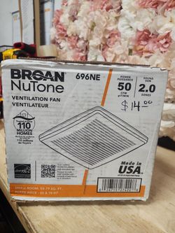 Broan-NuTone
50 CFM Ceiling Bathroom Exhaust Fan with No‑Cut Installation, Quiet Operation