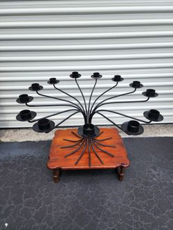 Large Impressive Vintage Wrought Iron Candle Holder