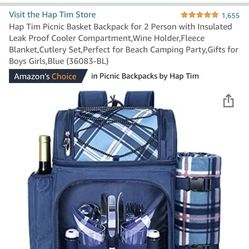 Insulated Picnic Set/Cooler Backpack Great For Summer Outings!