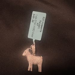 Sterling Silver Goat Pendant With Real Moissanite Stone