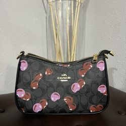 Cherry Coach Purse With Black Strap 