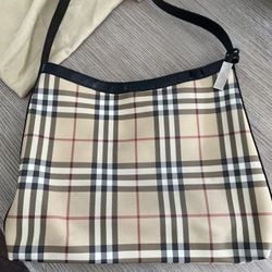 Burberry Nova Medium Check Slim Tote Shoulder Bag