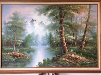 M. Scott early dimensional oil painting.