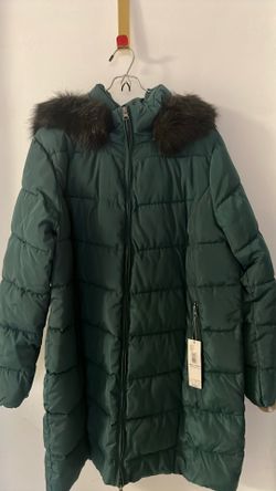 Coat Quilted  Weather Proof Fur Hoody Color Forest Green Size L