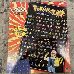 1999 Vintage Pokemon 200 Piece Puzzle Poster Hasbro Milton Bradley 