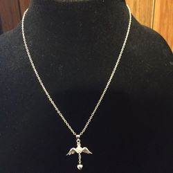 NEW SILVER ANGEL WING NECKLACE