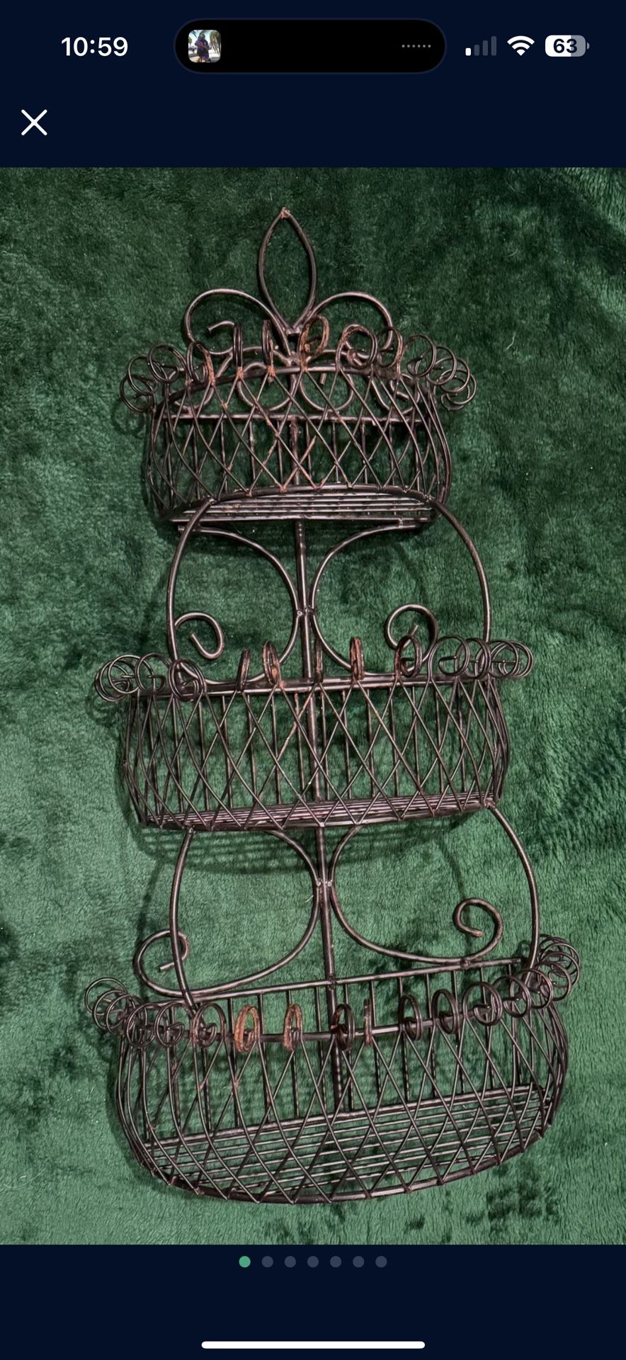 Iron Large Wired Heavy Duty Hanging 3 Tier Plant Holder Vintage Indoor Outdoor