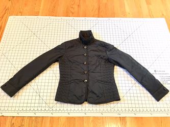 ANN TAYLOR LADIES BLACK BUTTON UP QUILTED WINDBREAKER JACKET COAT EXTRA SMALL