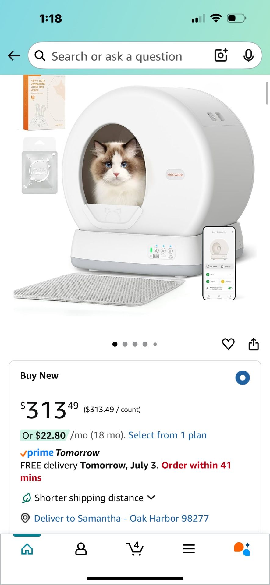 Memeow Cat Self Cleaning Litter Box