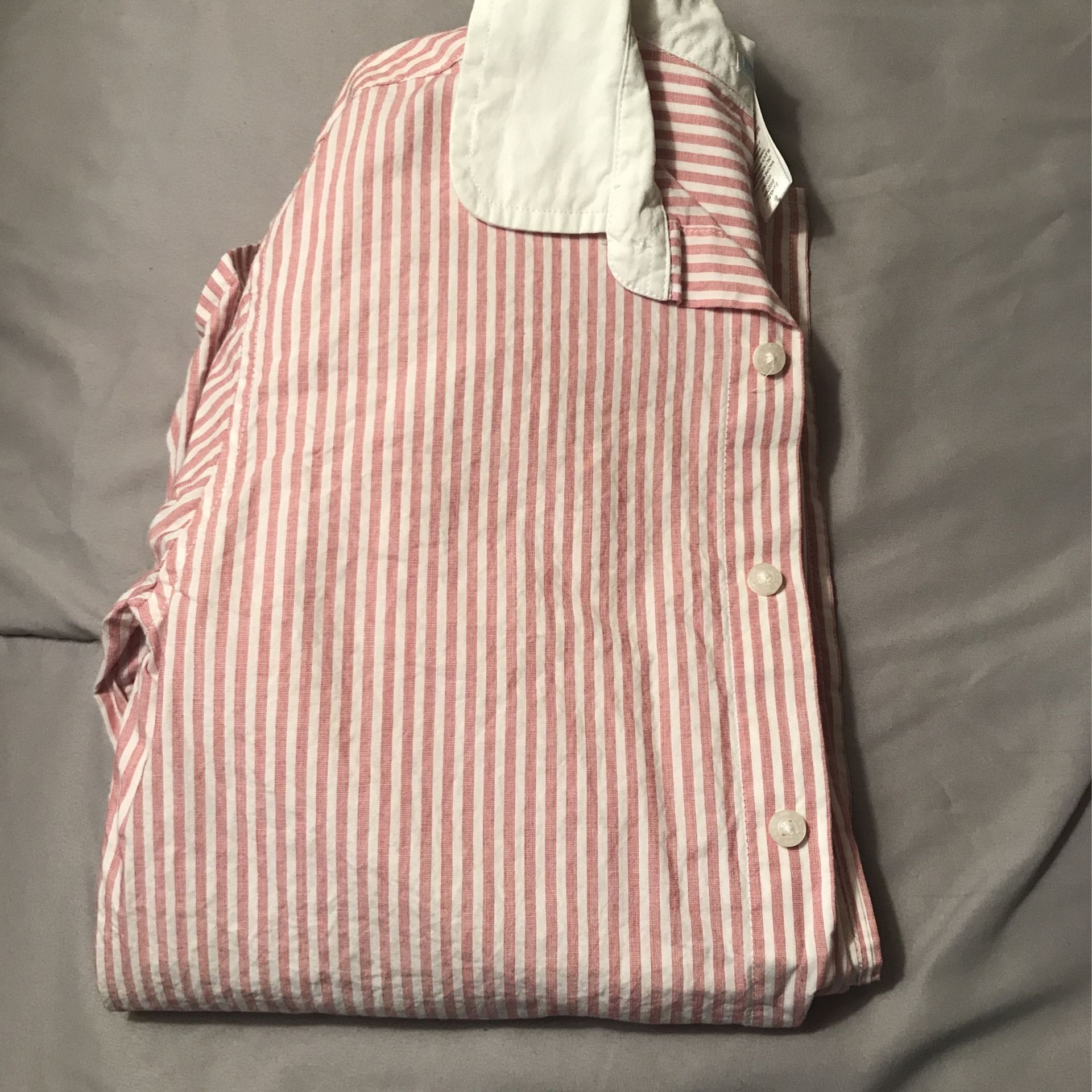 Janie and Jack Maroon and White Stripe Shirt