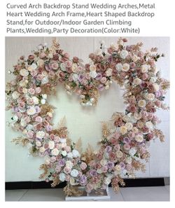 Curved Arch Backdrop Stand Wedding Arches,Metal Heart Wedding Arch Frame,Heart Shaped Backdrop Stand,for Outdoor/Indoor Garden Climbing Plants,Wedding