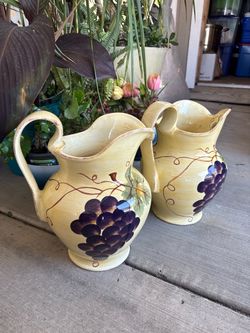 Ceramic Pitcher Set with Grape Design
