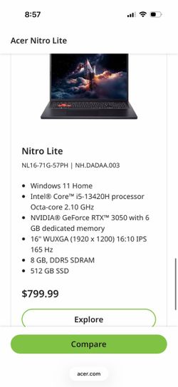 Acer nitro lite 16