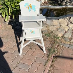 Vintage All Wood Dowel Jointed Baby High Chair