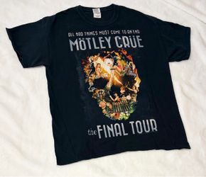 Motley Crue 2014 The Final Tour Skull Graphic Tee Size XL Double Sided