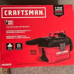 New Craftsman  V20 TOOL ONLY 2 Gallon Wet/Dry Vac HEPA CMCV002B