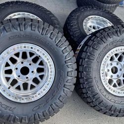 Kmc 235 Machine Beadlock 17x9 6x139.7 -38 Offset With Nitto Ridge Grapplers 35x12.50R17 Tires🔥🔥🔥