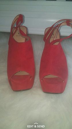 Suede red heels