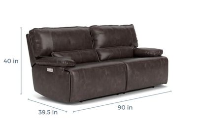 Powered Leather Couches - Grey