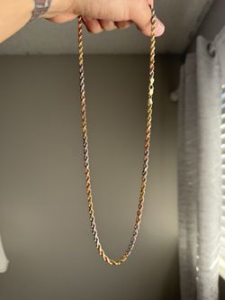 Thick Solid 14k Tri-Color Rope Chain 
