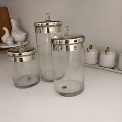 3 Clear And Gold Canisters