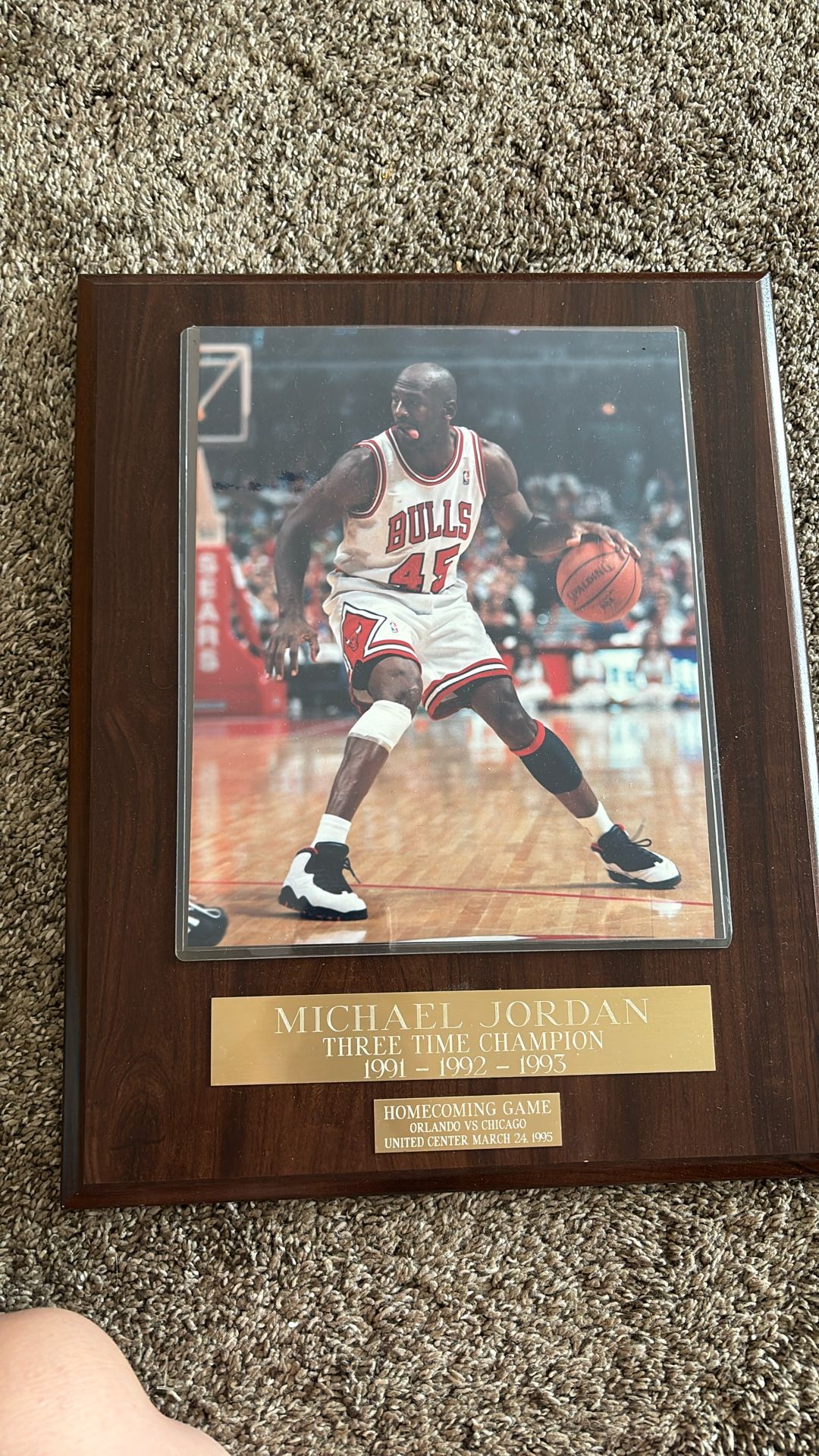 Michael Jordan Three Time Champion Plaque 