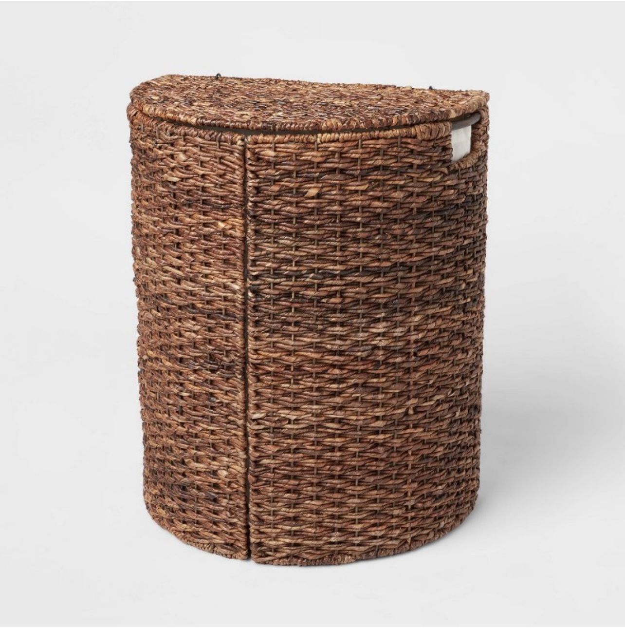 Woven Abaca Lidded Halfmoon Hamper Brown - Brightroomâ„¢