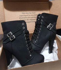 Brand New Susanny High Heel Boots, Platform Boot Heels, Sexy Round Toe Lace UP High Heels Mid Calf Boots- Size 10 (Euro 41) Unworn!
