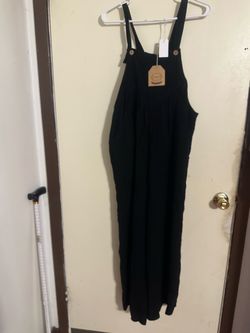 Black Wide-Leg Overalls Jumpsuit with Tags