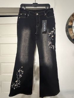Emmion Flare Jeans with Floral Embroidery