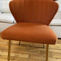 Orange Velvet Accent Chair