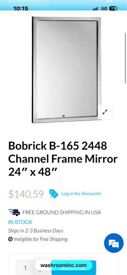 Bobrick B-165 2448 Channel Frame Mirror 24"× 48"