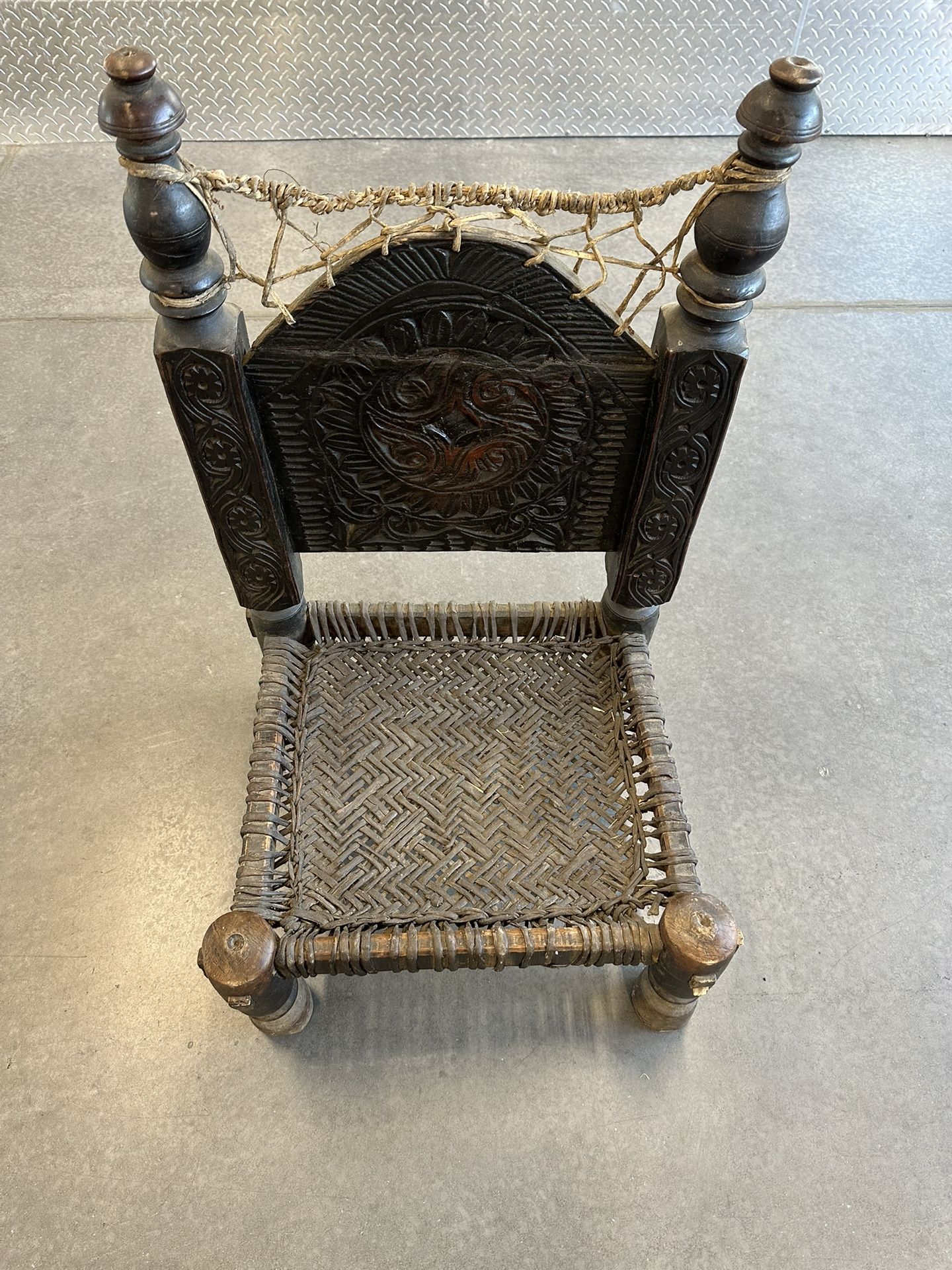 Antique Afghanistan Nuristan Carved Chair
