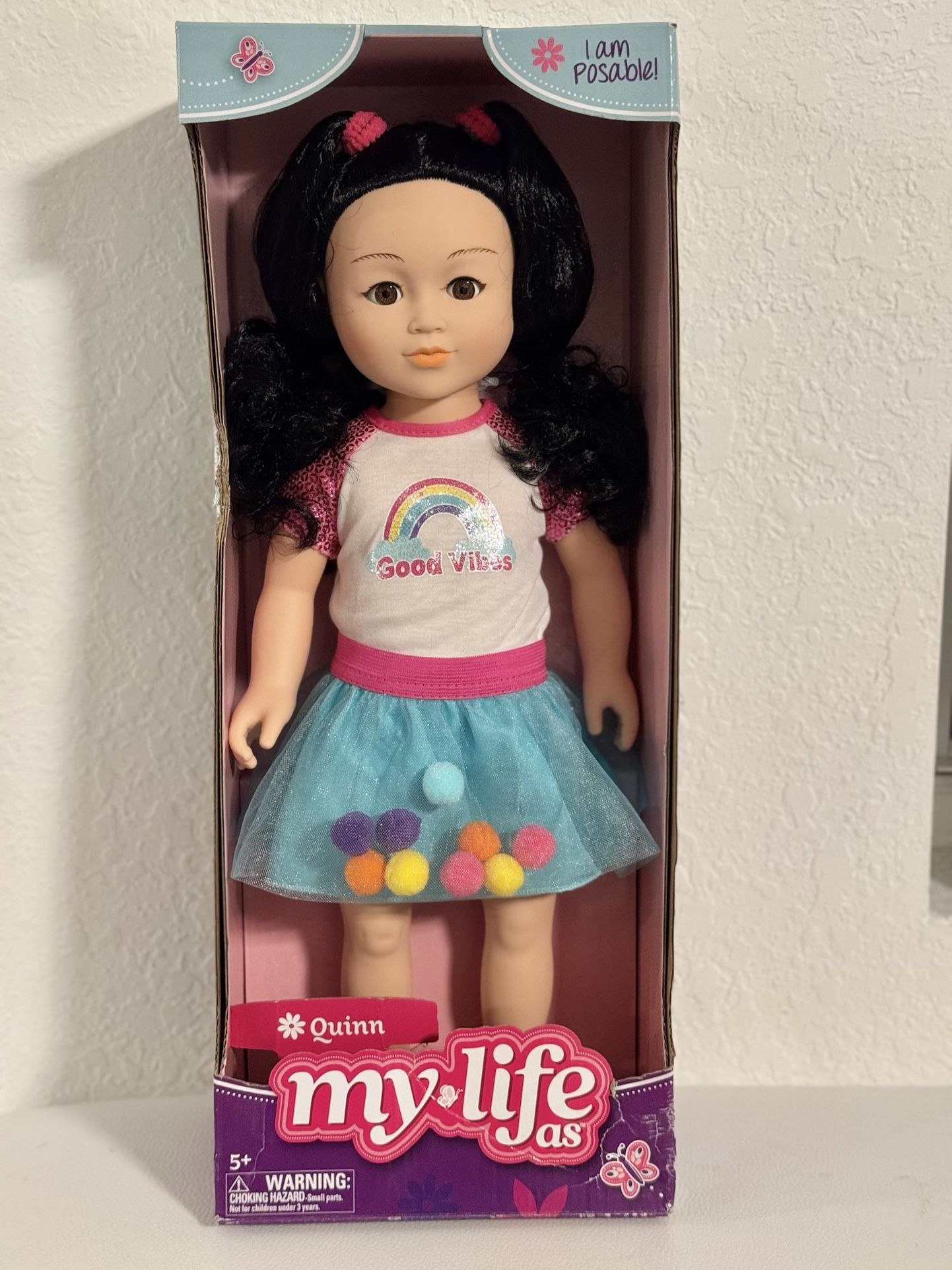My Life As Quinn Posable 18 inch Doll, Black Hair, Brown Eyes
