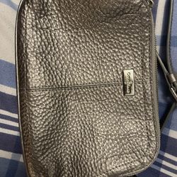 Silver Cole Hann Crossbody Purse With A Beautiful Blue Inside!
