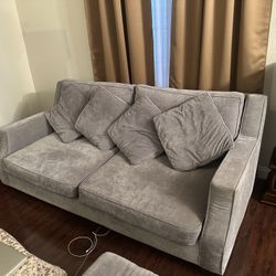 Grey Couch, Love Seat And Ottoman