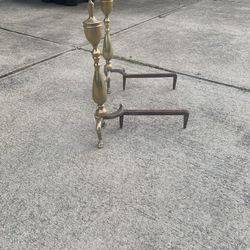 Old Fireplace Andirons - Brass