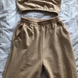 tube top and jogger set two piece 