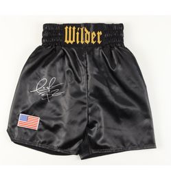 Deontay Wilder Signed Everlast Boxing Glove (Beckett) & Deontay Wilder Signed Boxing Trunks (Beckett)